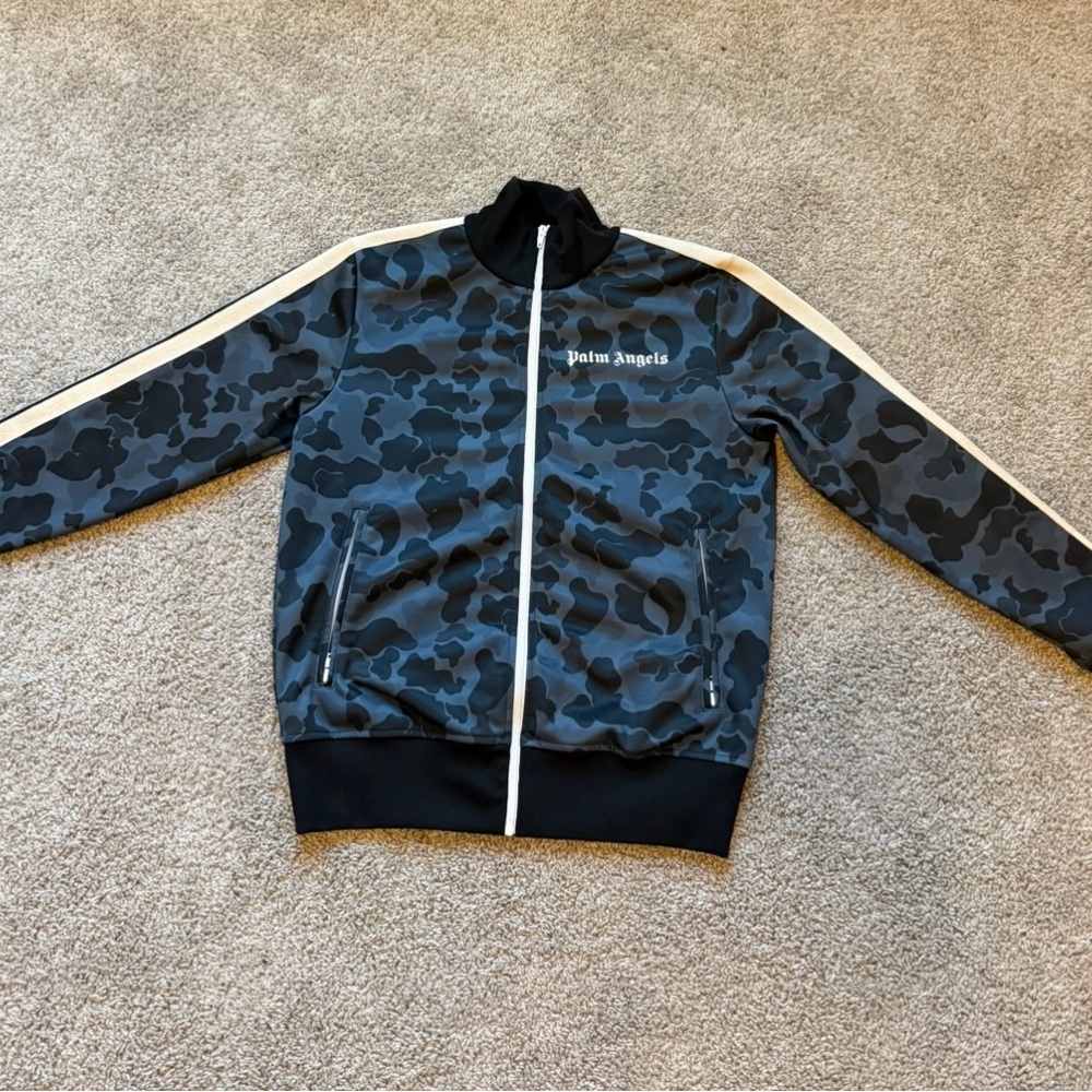 Palm Angels Blue and Black Camouflage Track Jacket - Picture 2 of 3